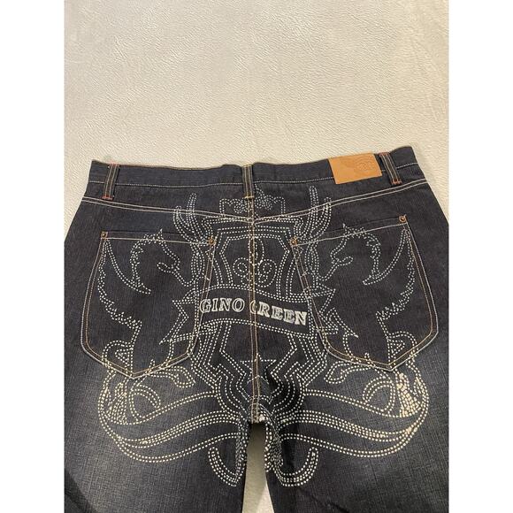 Vintage Gino Green Global Y2K Dark Blue Button-Fly Denim Jeans Size 42 New - Picture 9 of 12